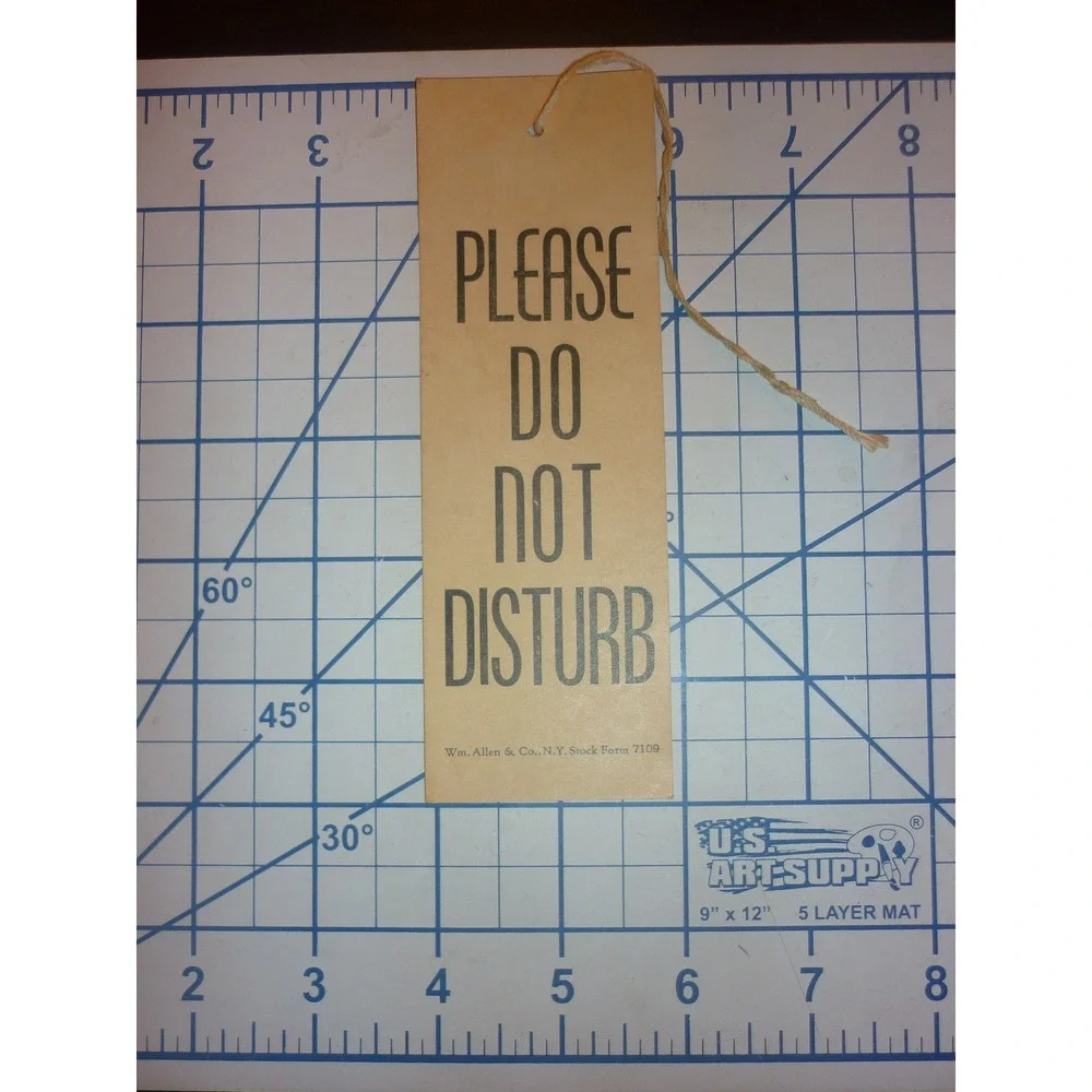 Vintage Please Do Not Disturb Hotel Door Hanger Tag Wm Allen & Co NY Form 7109